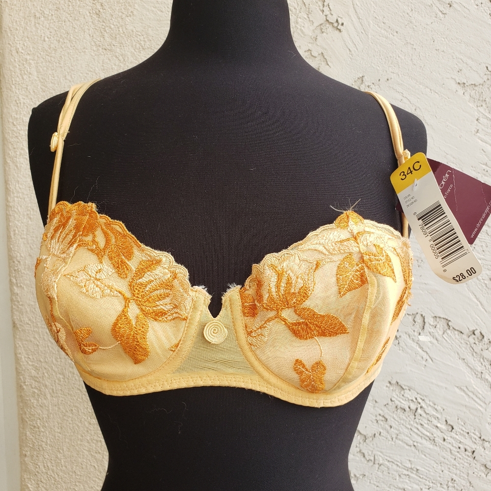 Donna L'oren orange demi bra NWT 34C